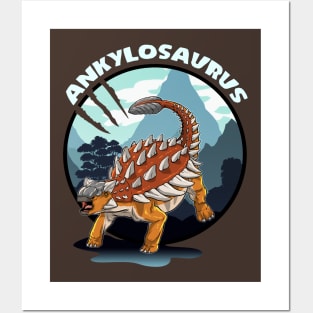 Ankylosaurus Dinosaur Design With Background Posters and Art